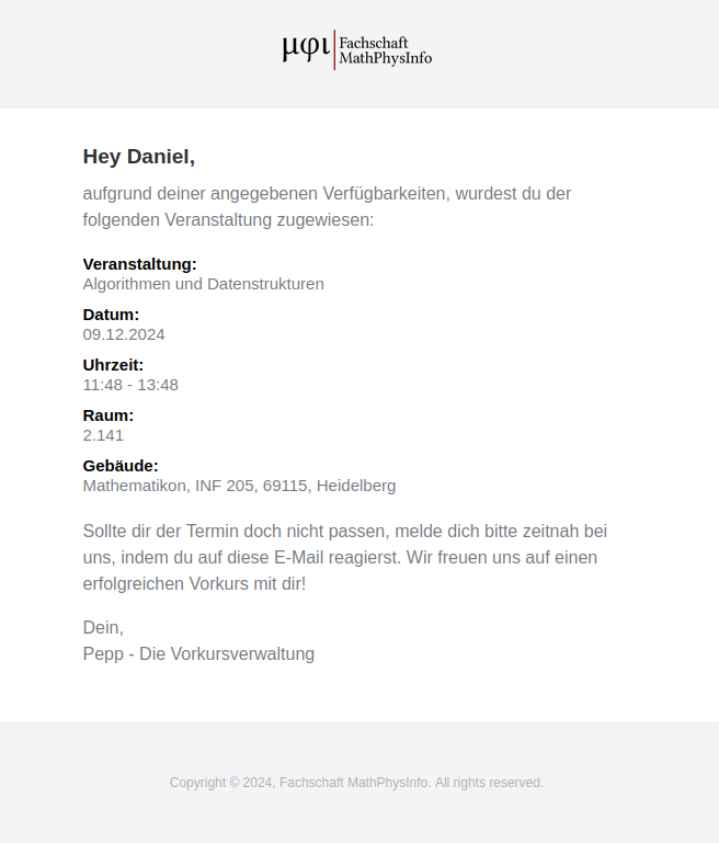 Tutorium Zuweisung